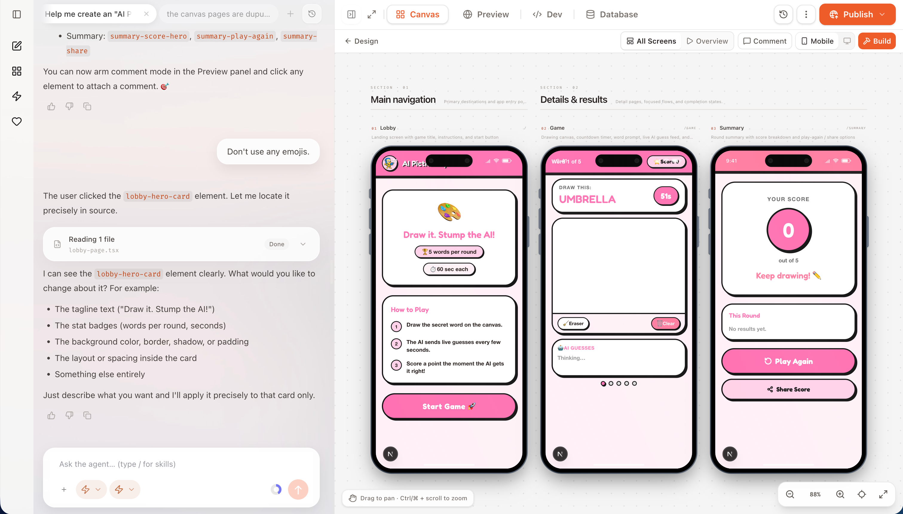 Tiled preview of all frontend pages
