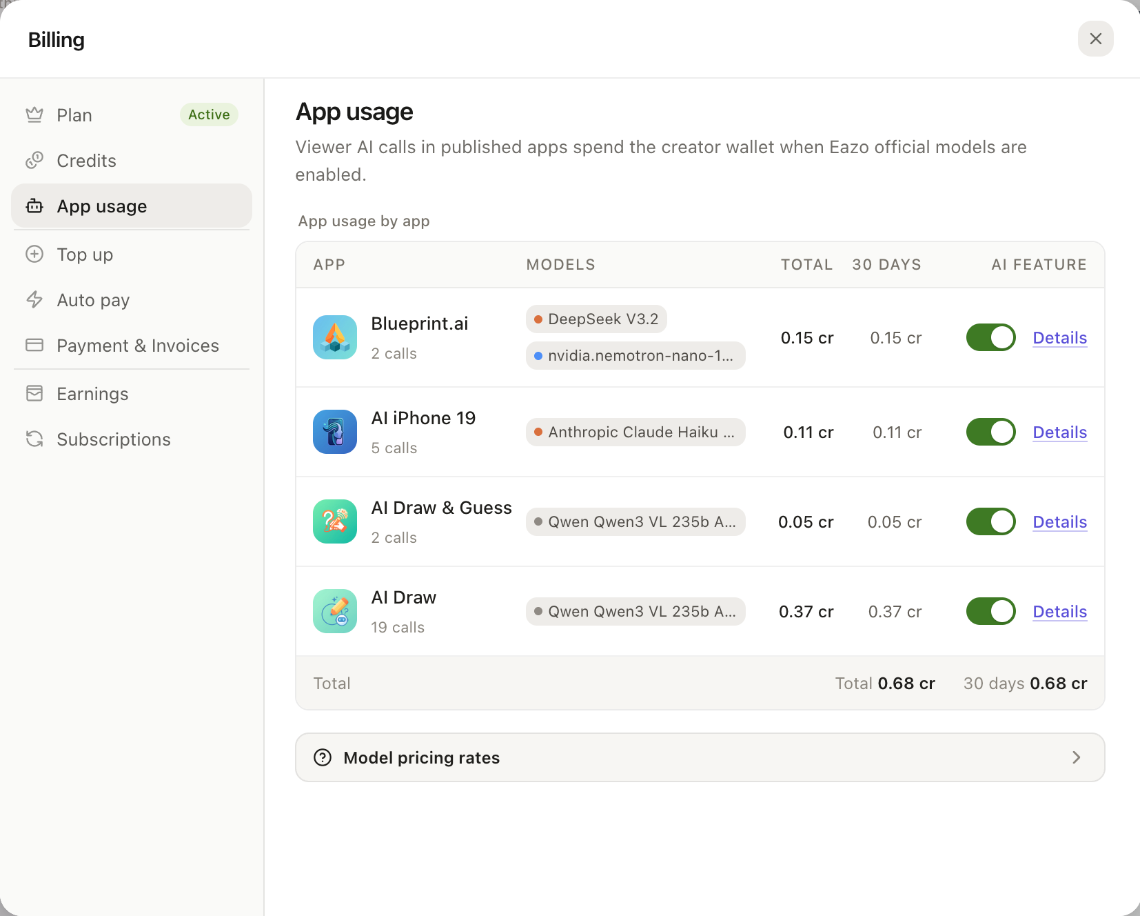 App AI 用量