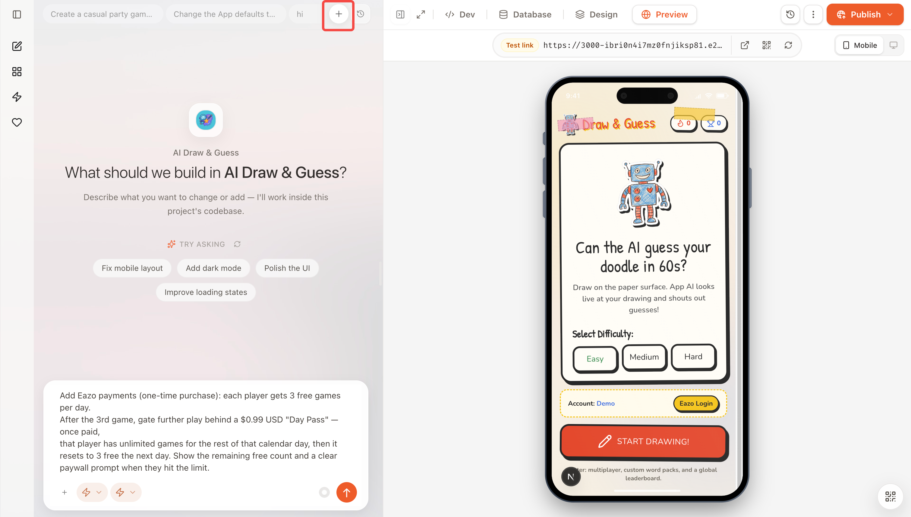 项目顶部的 Chat 标签栏