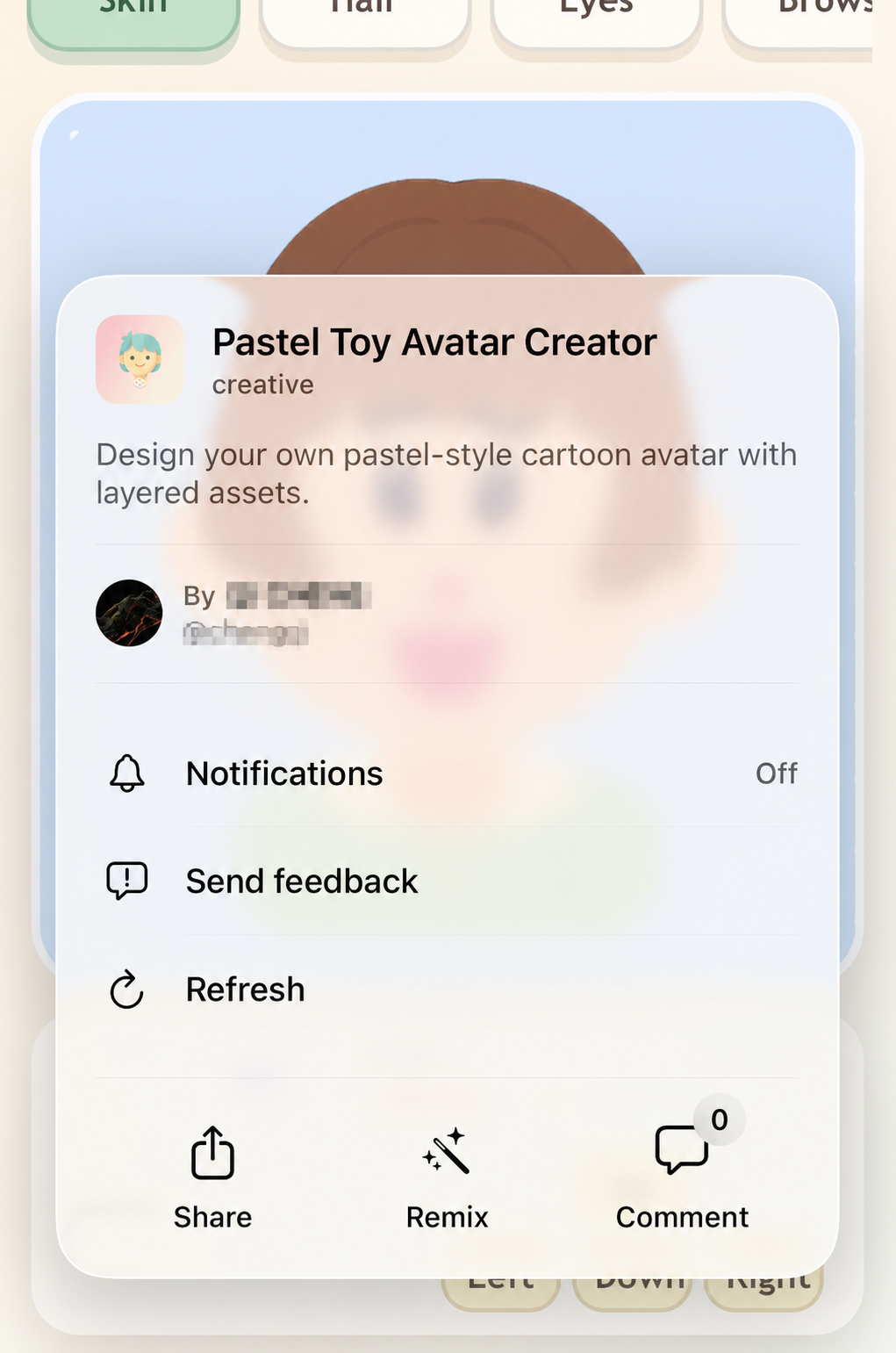 App Share menu