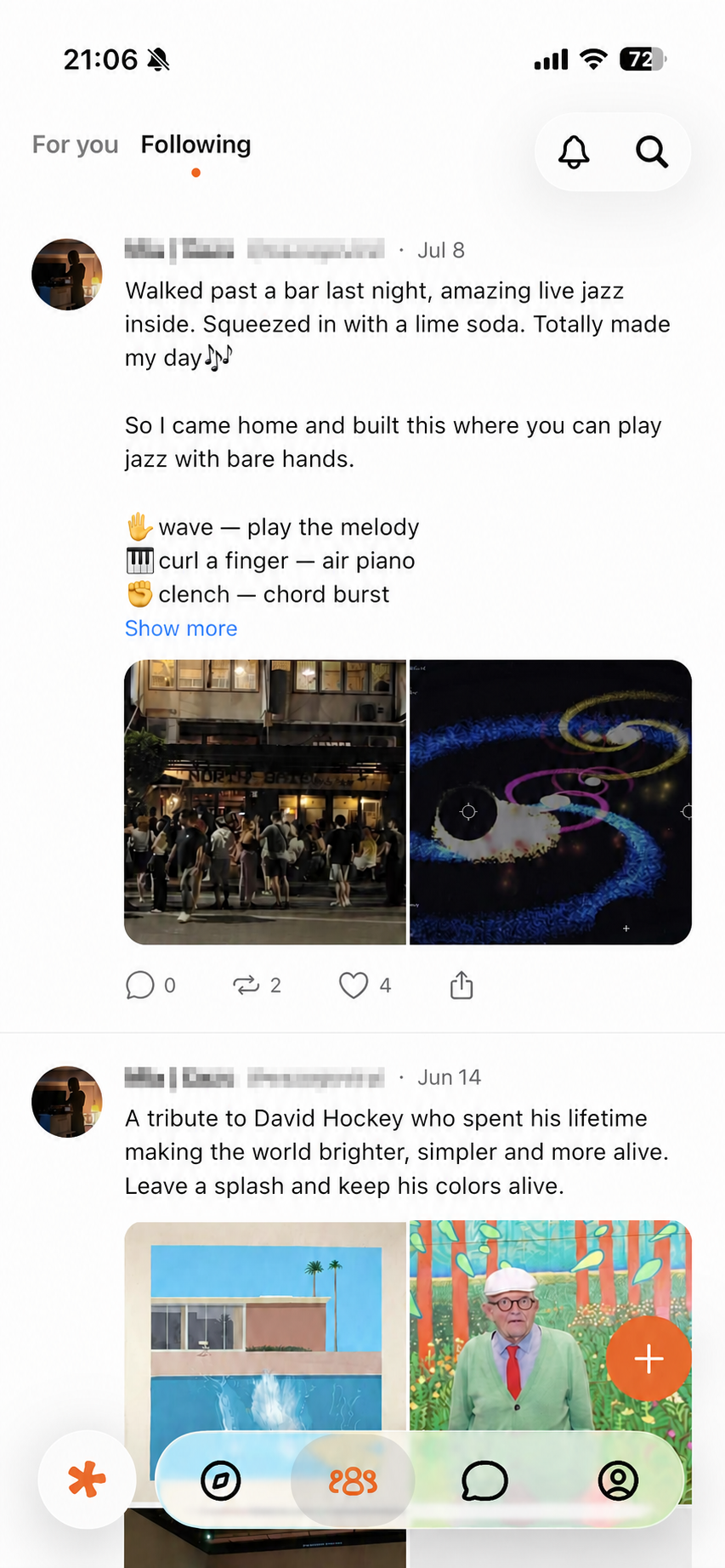 Community Following feed