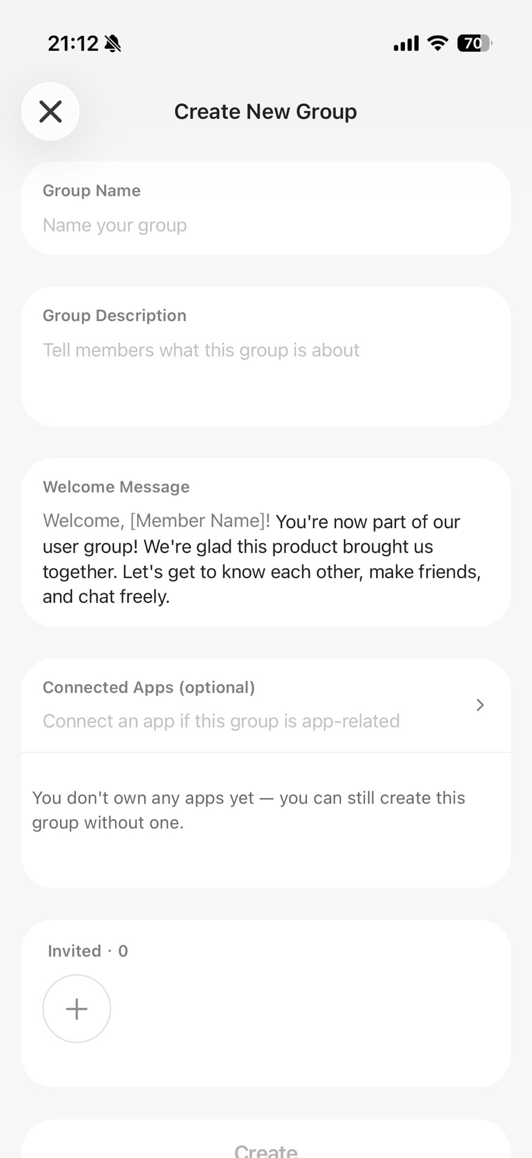 创建 App 群的表单
