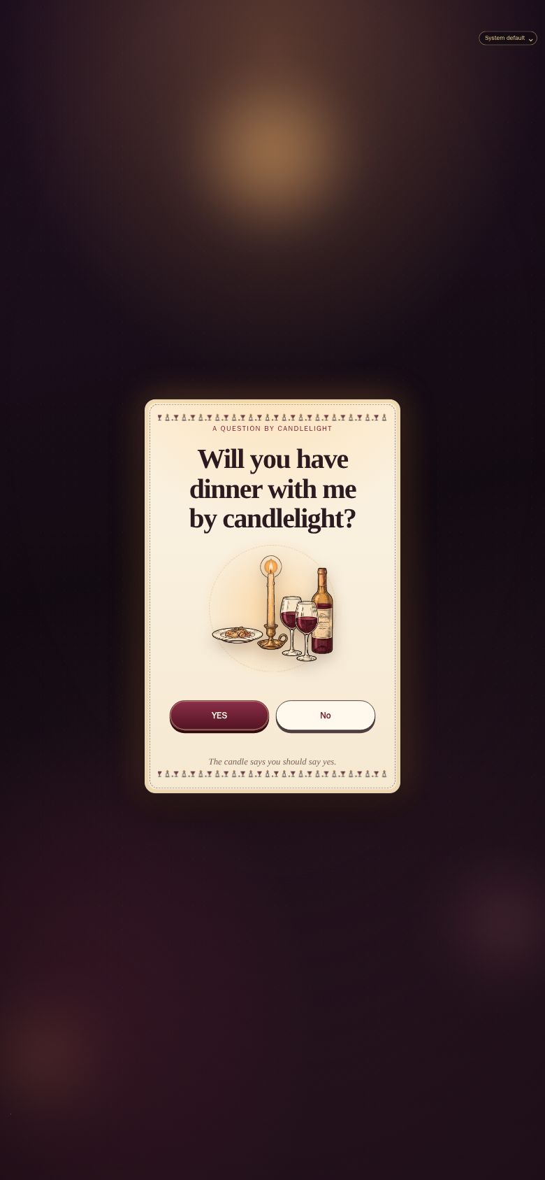Dinner by Candlelight?