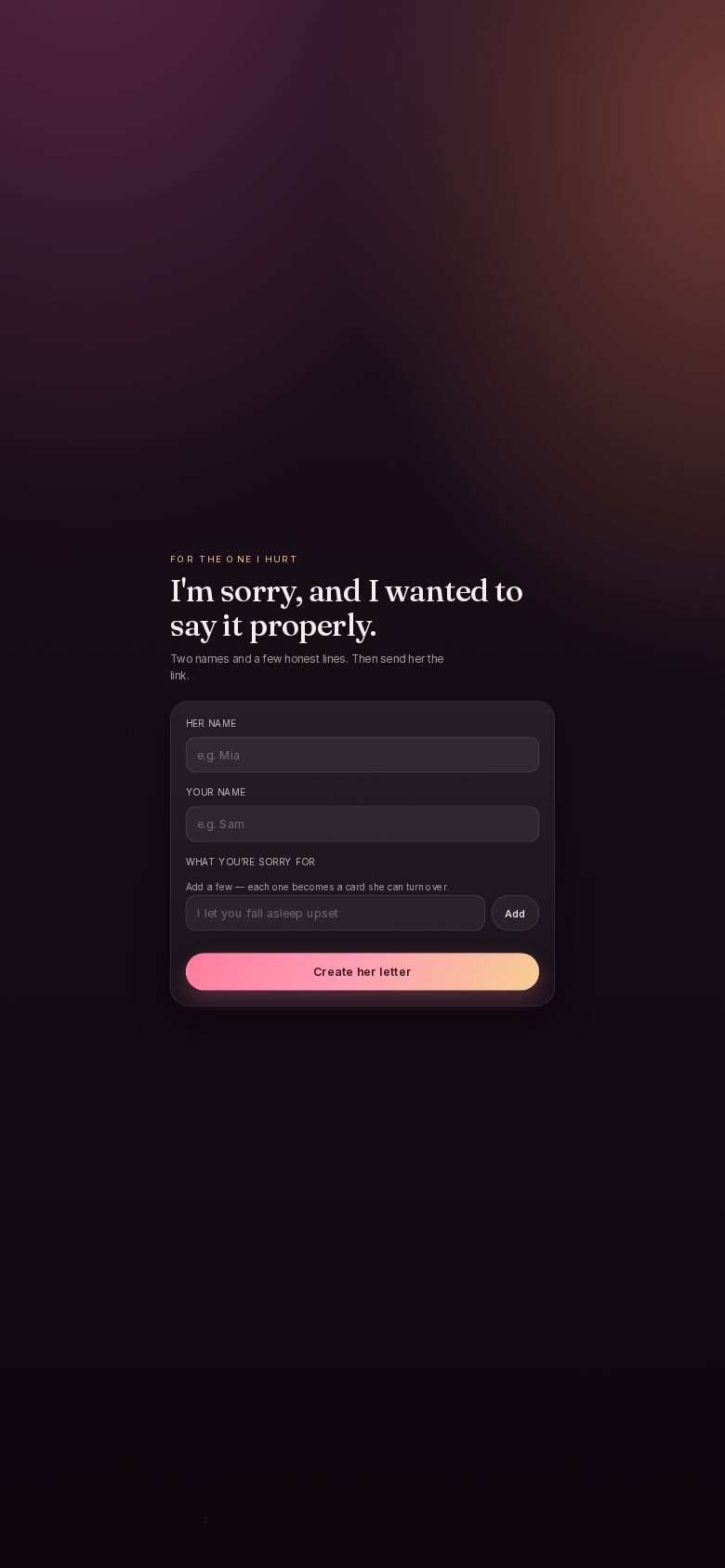 I'm Sorry — A Letter For You