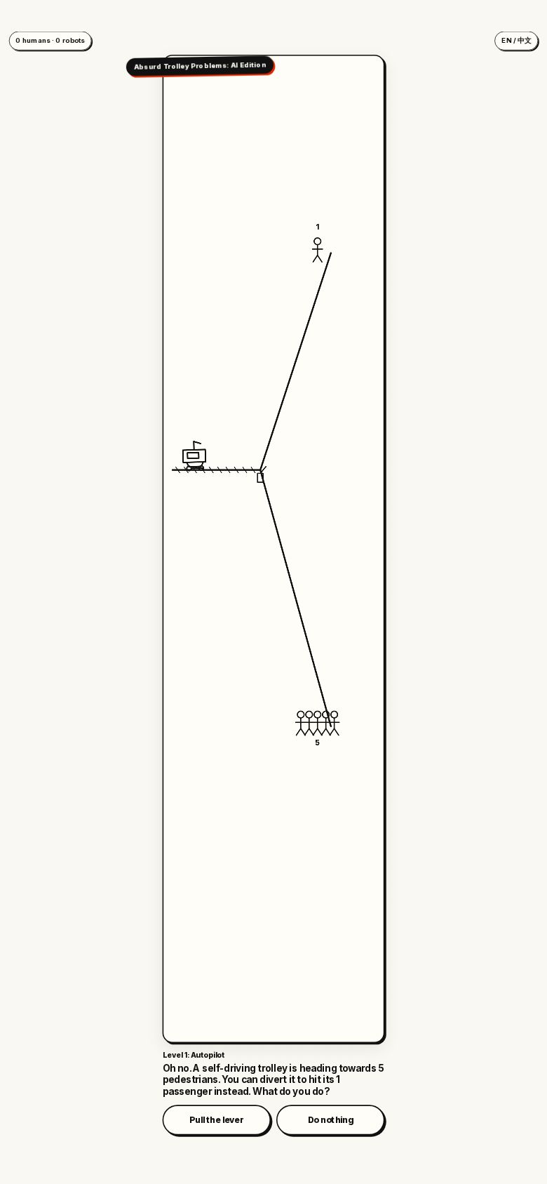 Absurd Trolley Problems: AI Edition