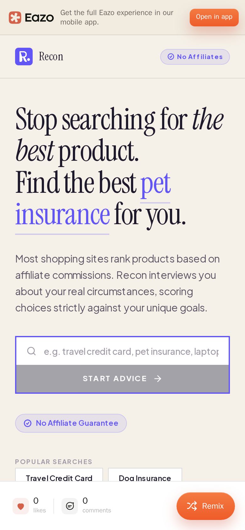 Recon AI Product Compare
