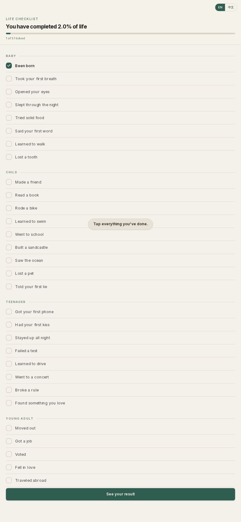 Life Checklist