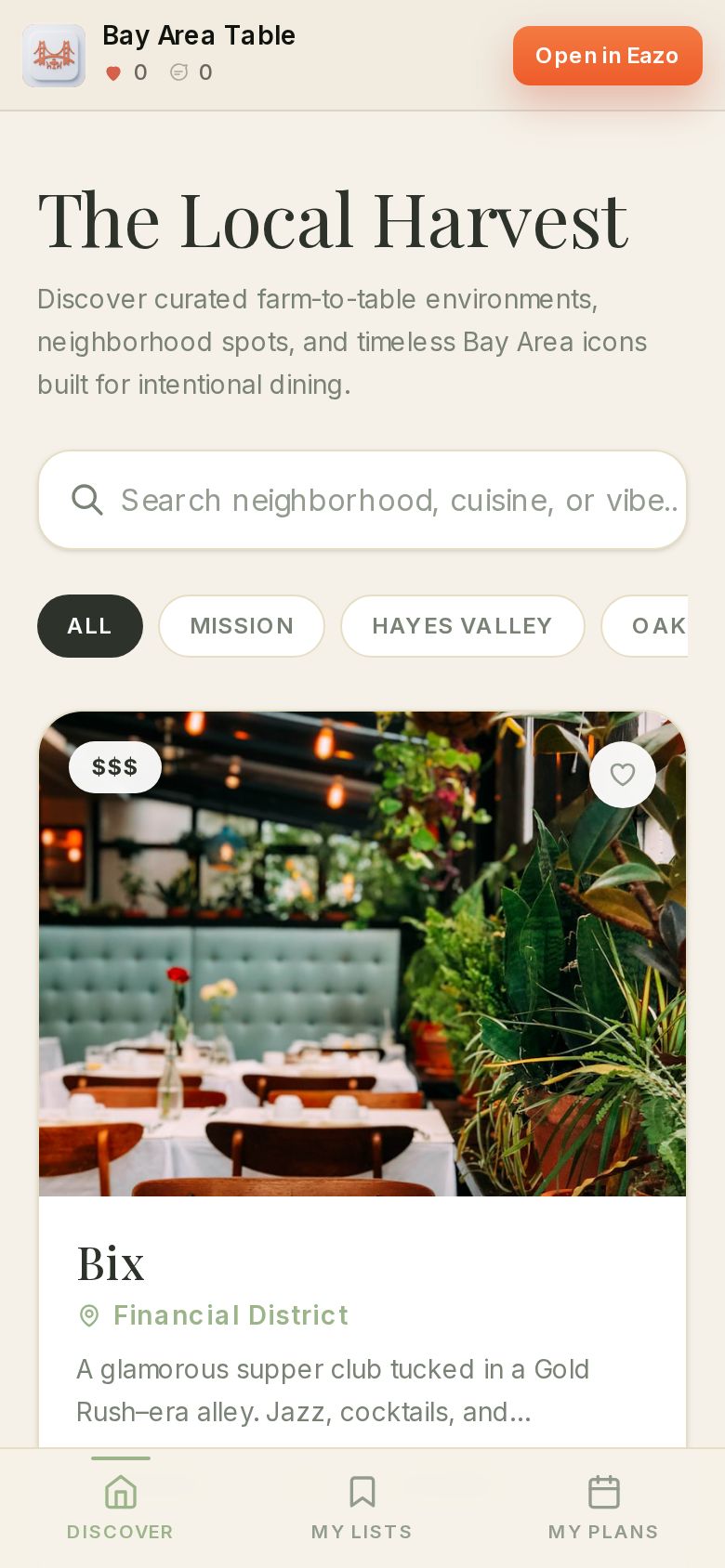 Bay Area Table