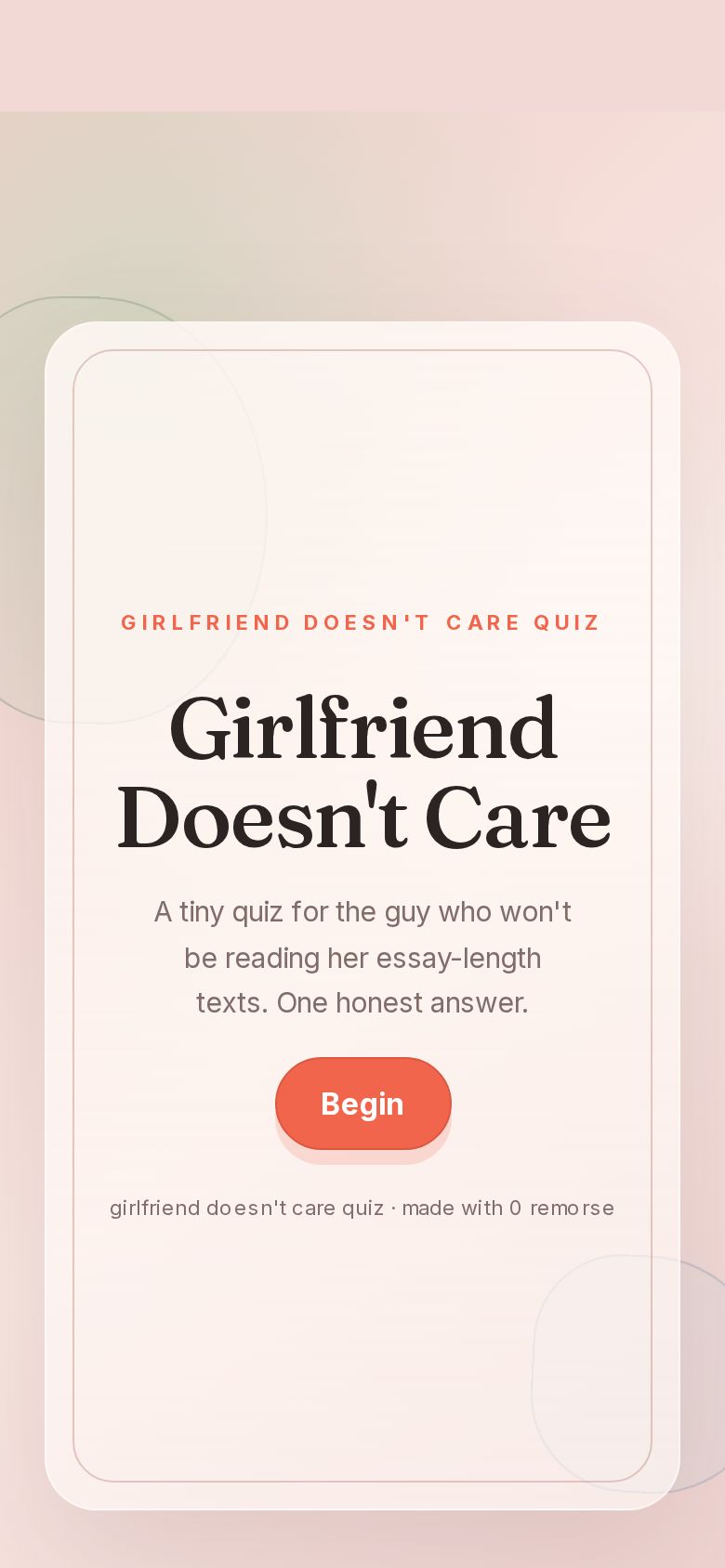 Girlfriend Doesn't Care Quiz