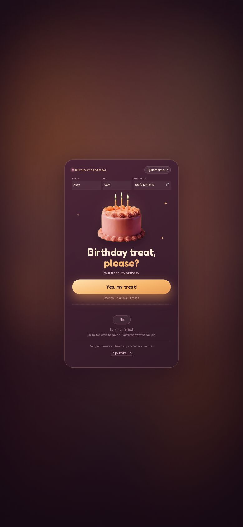 Birthday Treat Proposal